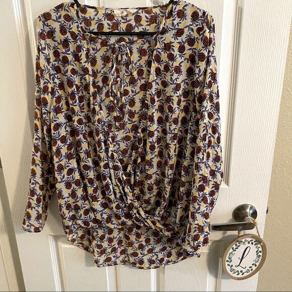 Entro Pineapple Draped Wrap Blouse Women's Size Small Rayon & Tencell Blend - Picture 1 of 9